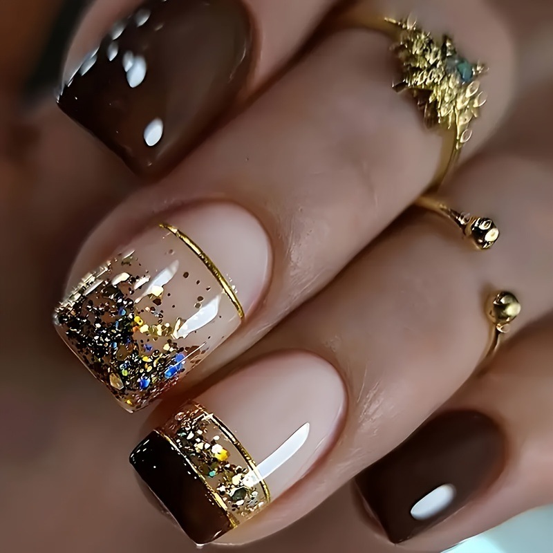 Nail Art Aesthetic - أظافر صناعية قصيرة مربعة الشكل للنساء،