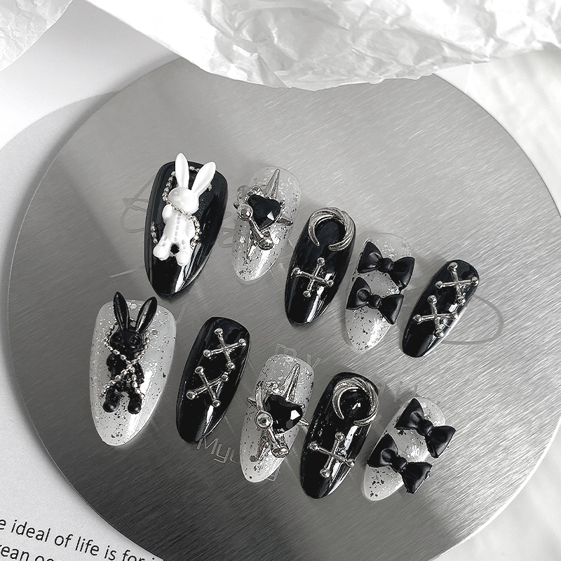 Nail Art Aesthetic - 10 قطع من الأظافر الاصطناعية المصنوعة