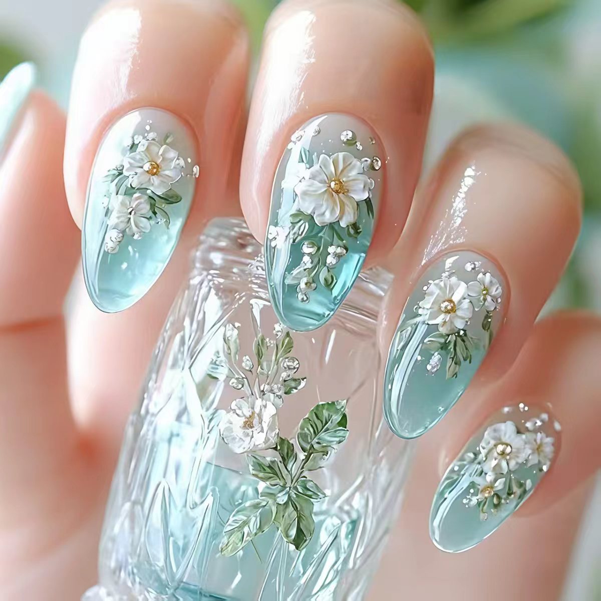 Nail Art Aesthetic - أظافر صناعية متوسطة الحجم للنساء والفتيات،