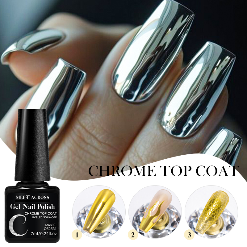 Dip Powder Nail - 7 مل طلاء كروم لامع للمرآة