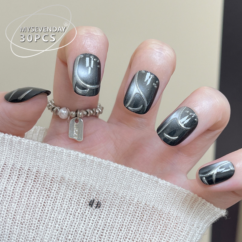 30 قطعة من الأظافر المزيفة الس - مراجعة Nail Art Cat Eye Simple وسعره