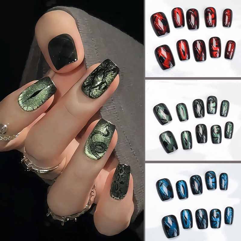 10 قطعة نمط الظلام كول الرياح  - مراجعة Nail Art Emerald Blue وسعره
