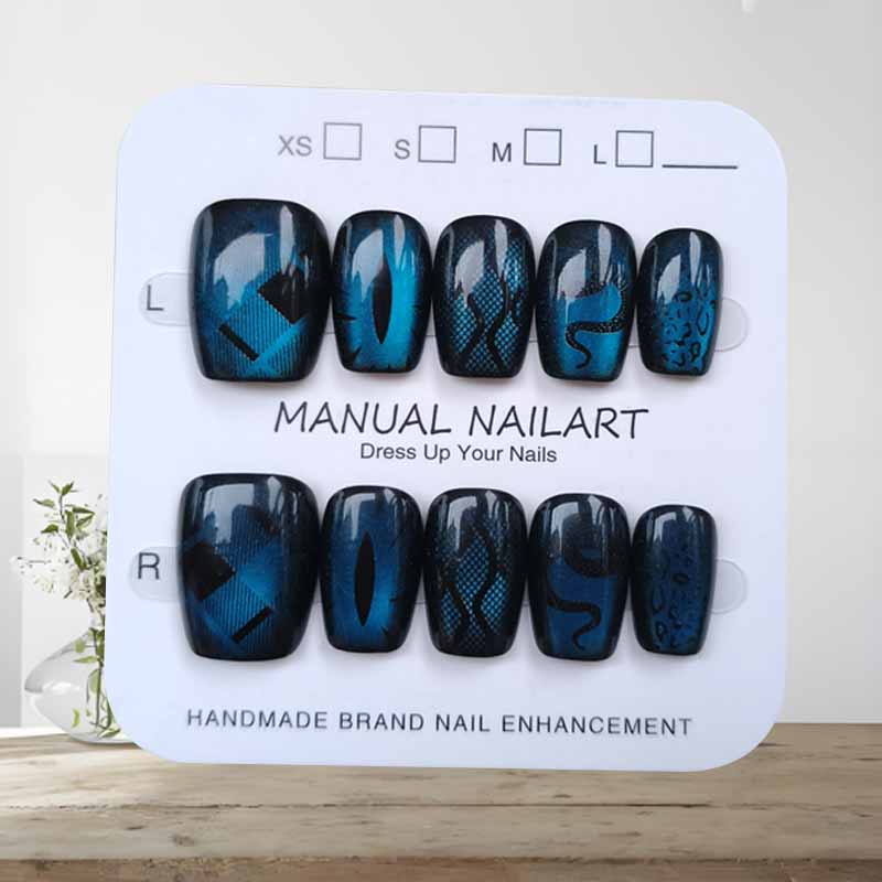 10 قطعة نمط الظلام كول الرياح  - مراجعة Nail Art Emerald Blue وسعره