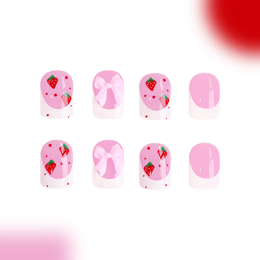24 قطعة تصاميم الفراولة الحمرا - مراجعة Nail Art Aesthetic وسعره