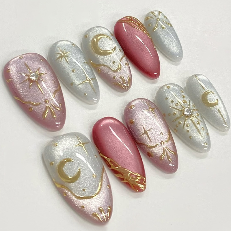 24 قطعة أظافر صناعية قصيرة بتص - مراجعة Nail Art Cat Eye Simple وسعره